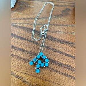 Turquoise initial necklace